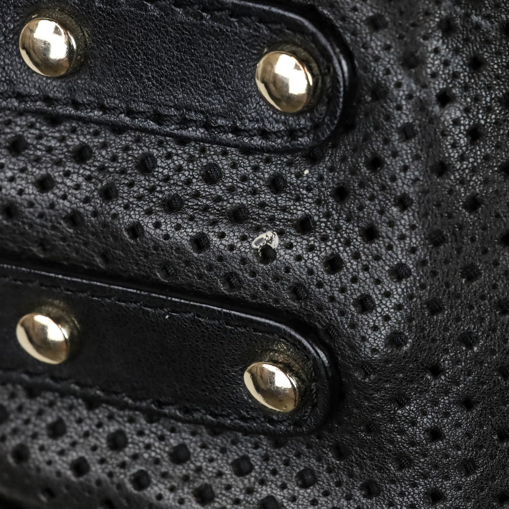 Jimmy Choo Black Perforated Leather Gold Hardware Bree Bag