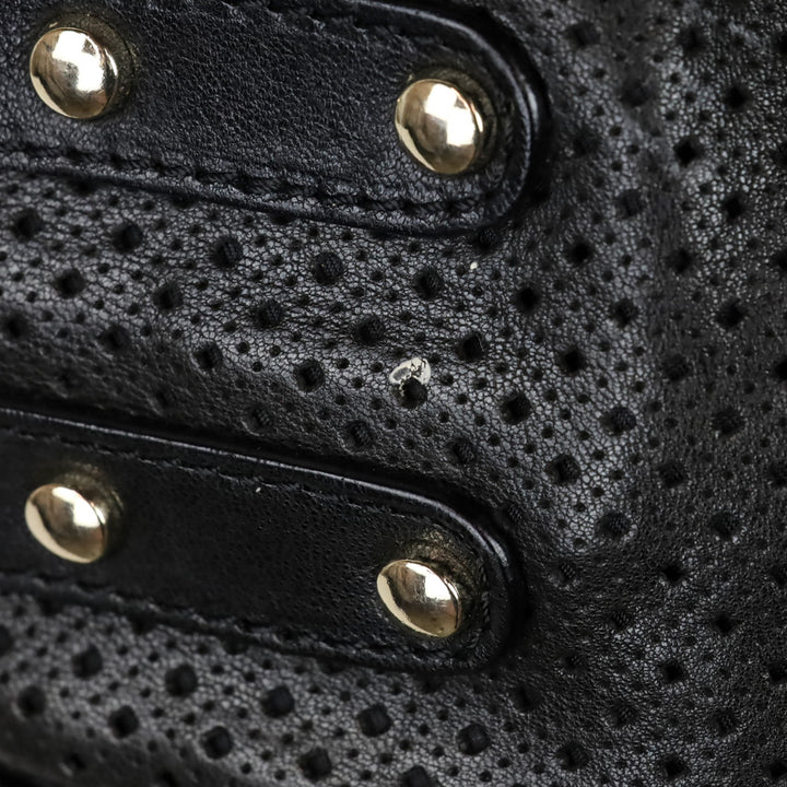 Jimmy Choo Black Perforated Leather Gold Hardware Bree Bag