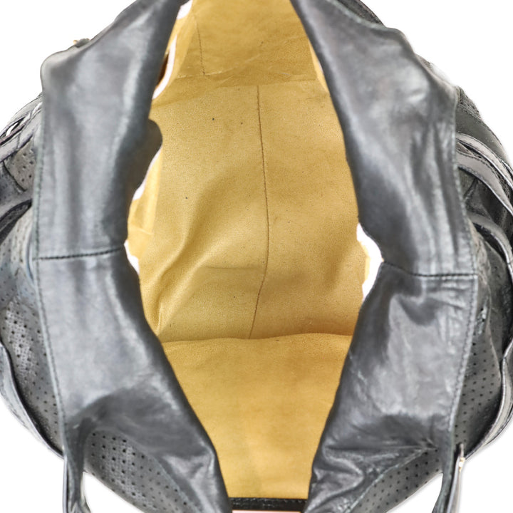 Jimmy Choo Black Perforated Leather Gold Hardware Bree Bag