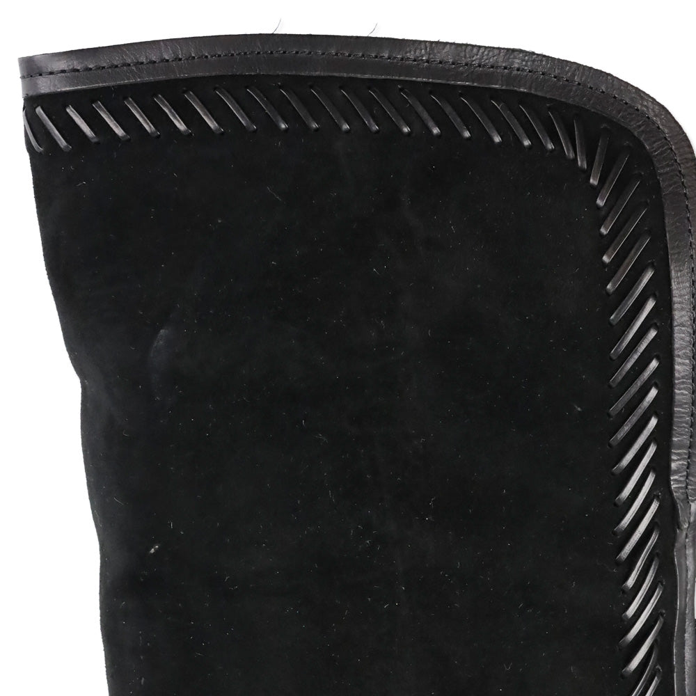 Jimmy Choo Black Suede Duncan Tassel & Stitching Over-the-Knee Boots