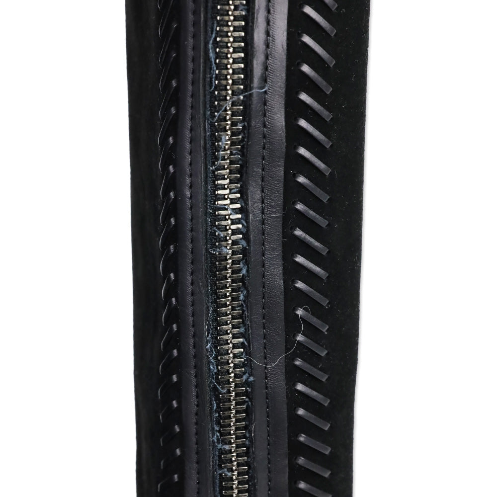 Jimmy Choo Black Suede Duncan Tassel & Stitching Over-the-Knee Boots