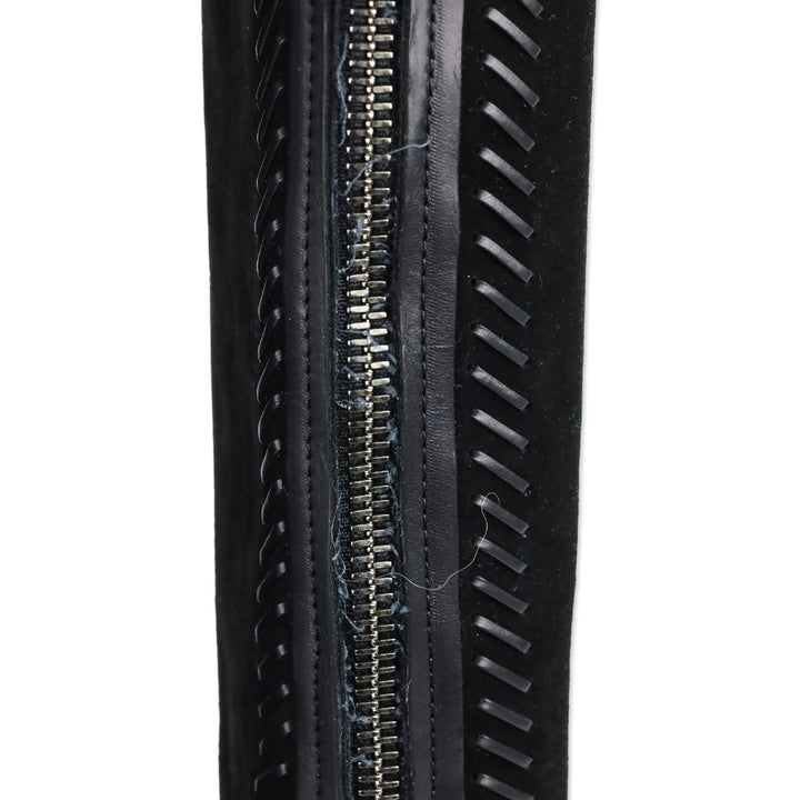 Jimmy Choo Black Suede Duncan Tassel & Stitching Over-the-Knee Boots