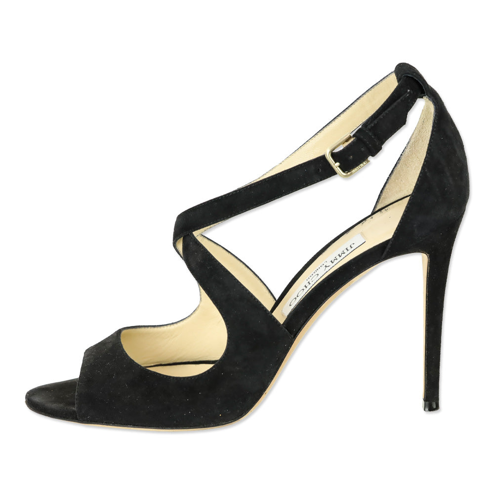 Jimmy Choo Black Suede Emily 100 Sandal