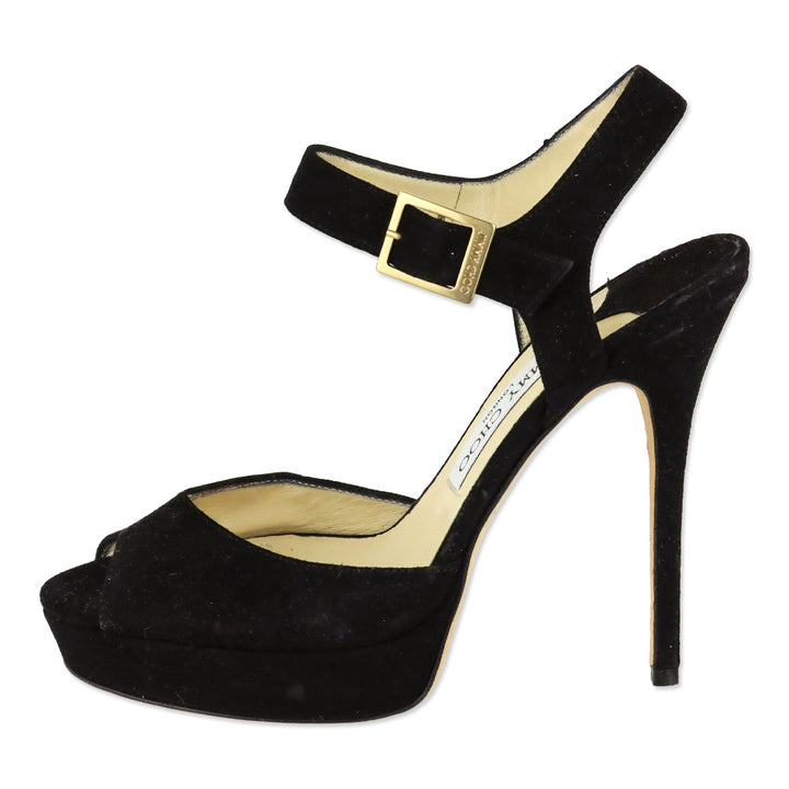 Jimmy Choo Black Suede Linda Platform Sandal