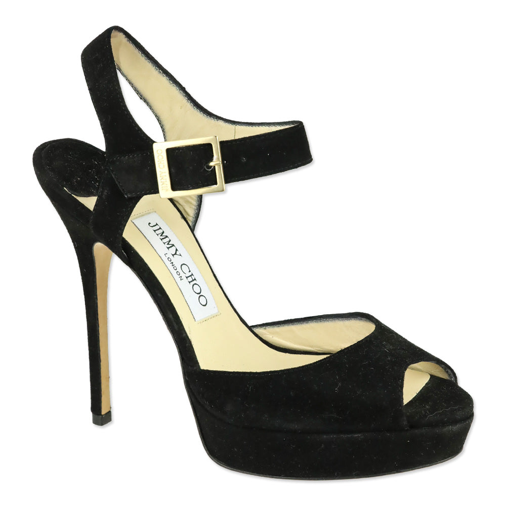 Jimmy Choo Black Suede Linda Platform Sandal