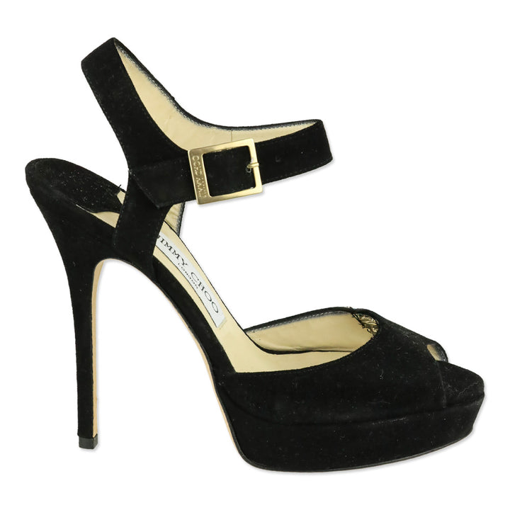 Jimmy Choo Black Suede Linda Platform Sandal