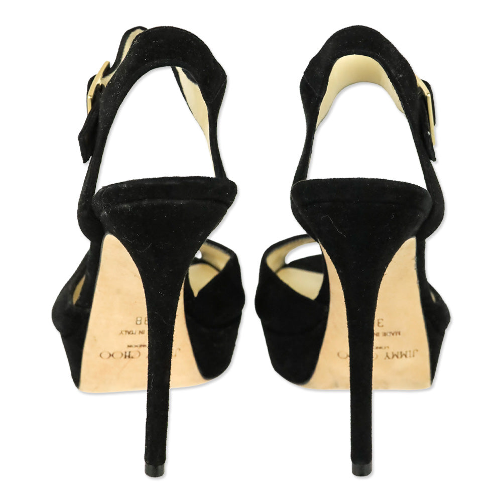 Jimmy Choo Black Suede Linda Platform Sandal