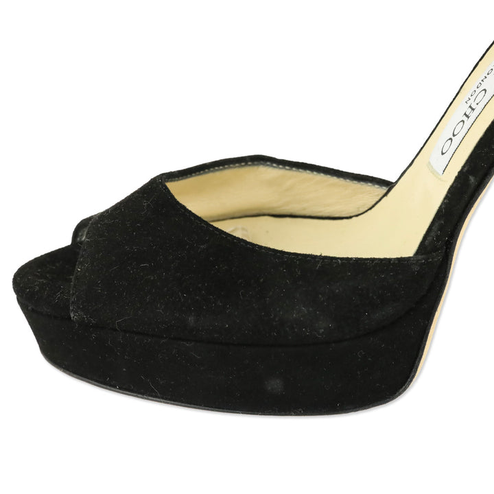 Jimmy Choo Black Suede Linda Platform Sandal