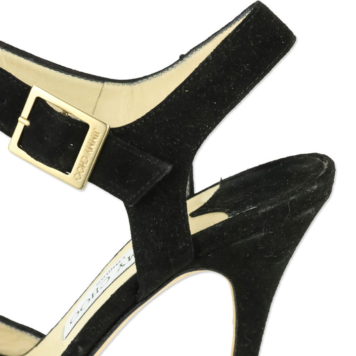 Jimmy Choo Black Suede Linda Platform Sandal