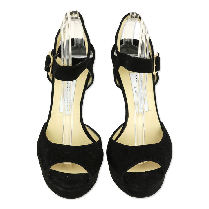 Jimmy Choo Black Suede Linda Platform Sandal