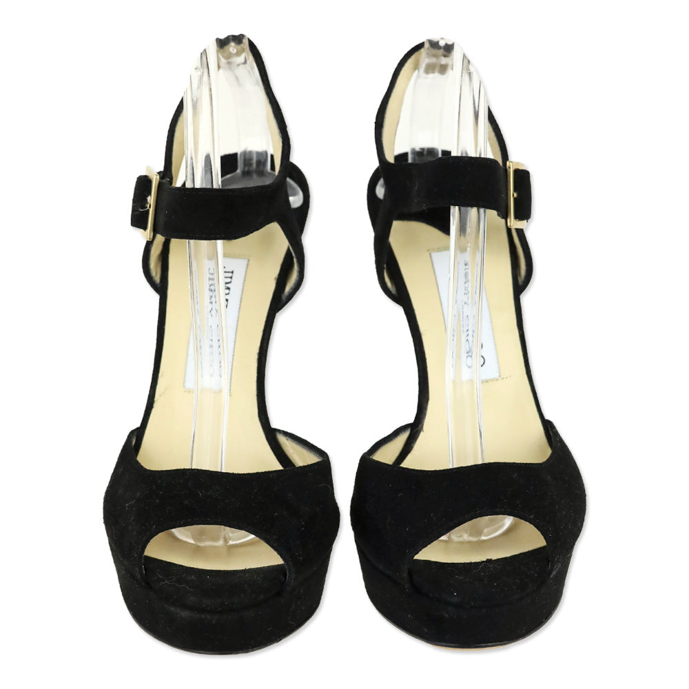 Jimmy Choo Black Suede Linda Platform Sandal