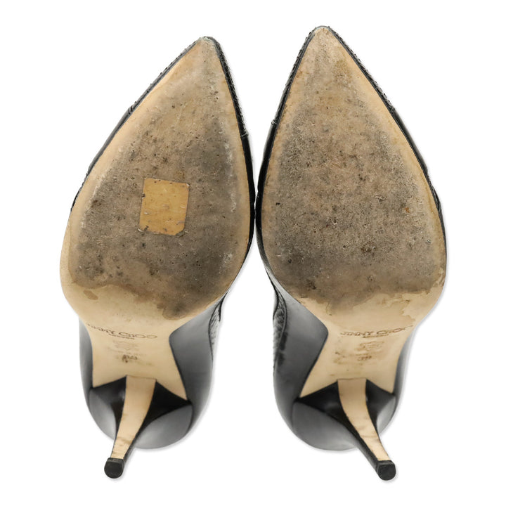 Jimmy Choo Black Watersnake/Leather Pump