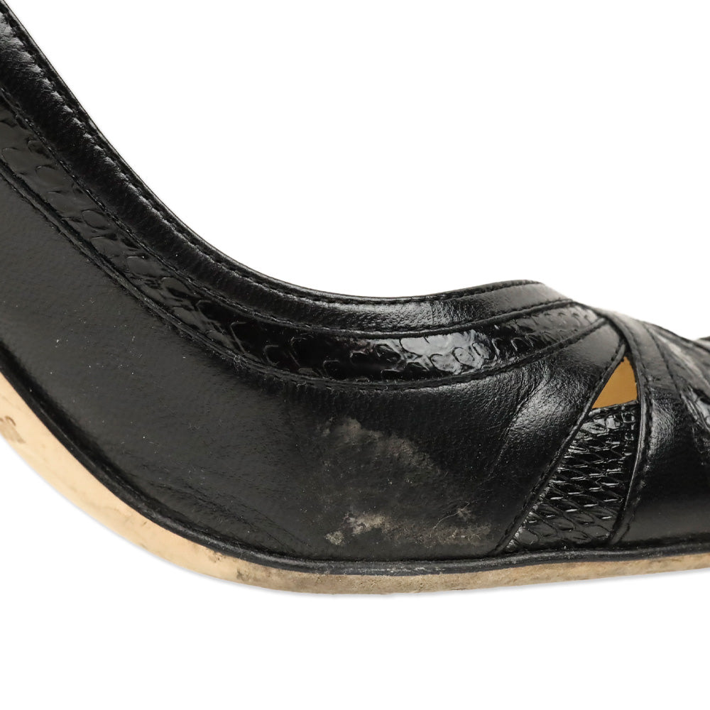 Jimmy Choo Black Watersnake/Leather Pump