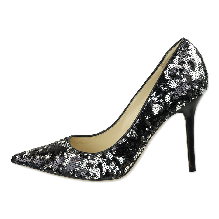 Jimmy Choo Black/Silver Double Faced Sequins Abel Pump