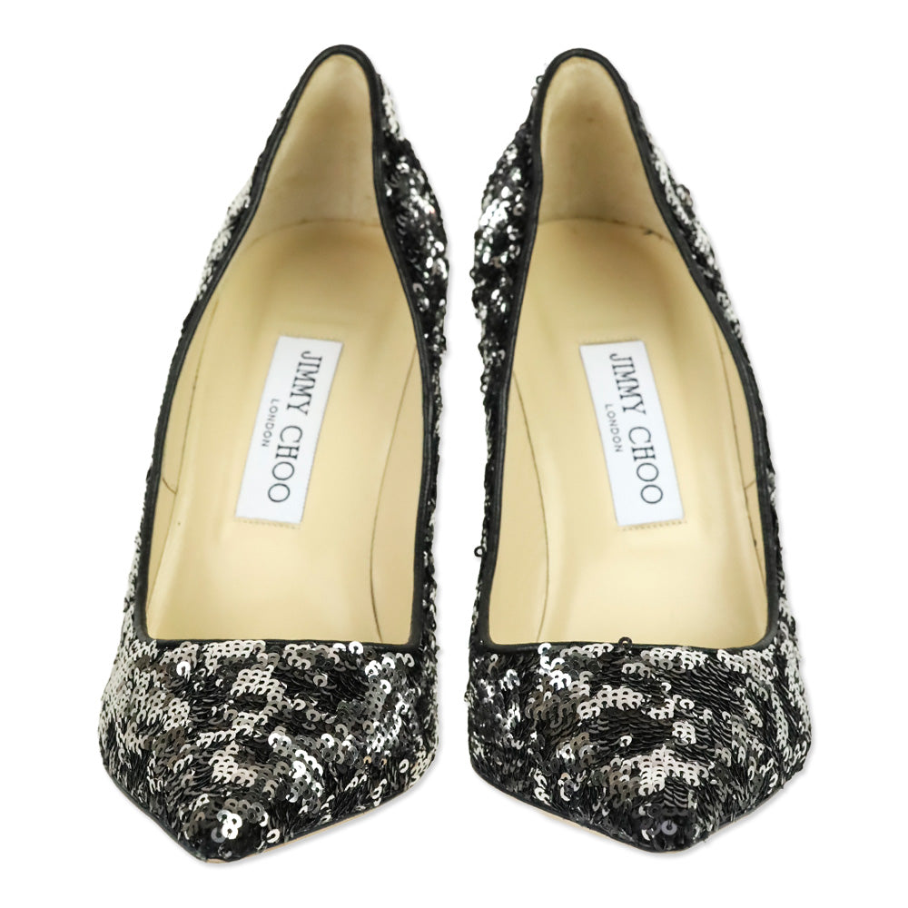 Jimmy Choo Black/Silver Double Faced Sequins Abel Pump