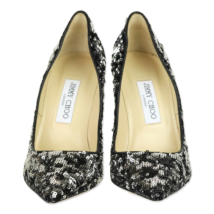 Jimmy Choo Black/Silver Double Faced Sequins Abel Pump