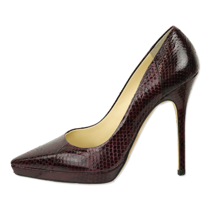 Jimmy Choo Bordeaux Elaphe Snakeskin Platform Pump
