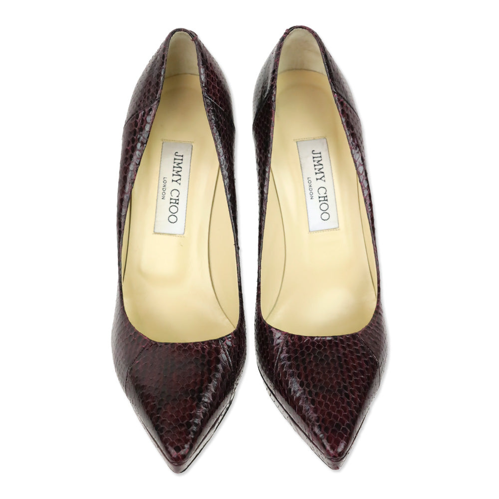 Jimmy Choo Bordeaux Elaphe Snakeskin Platform Pump