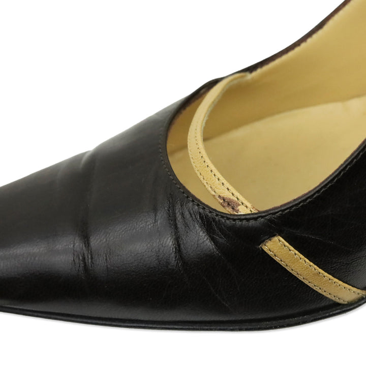 Jimmy Choo Brown Leather & Tan Strap Pump