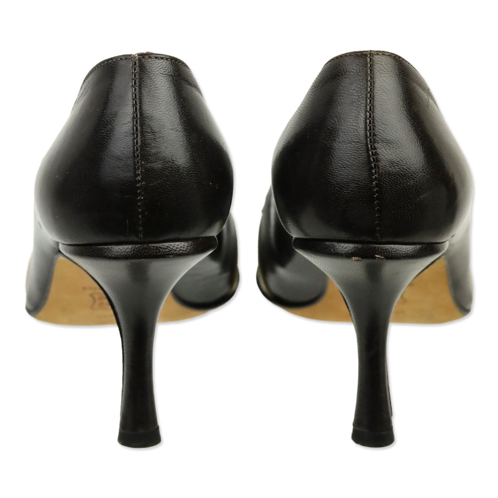 Jimmy Choo Brown Leather & Tan Strap Pump