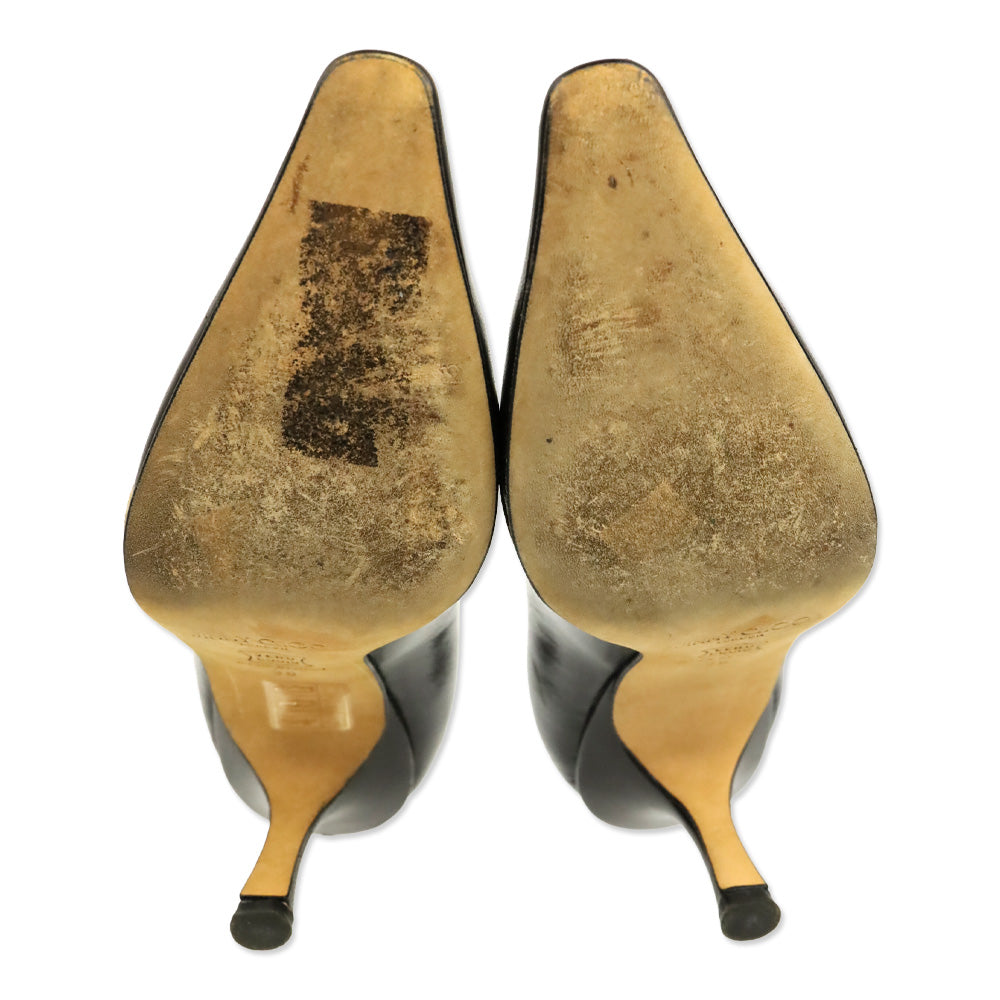 Jimmy Choo Brown Leather & Tan Strap Pump