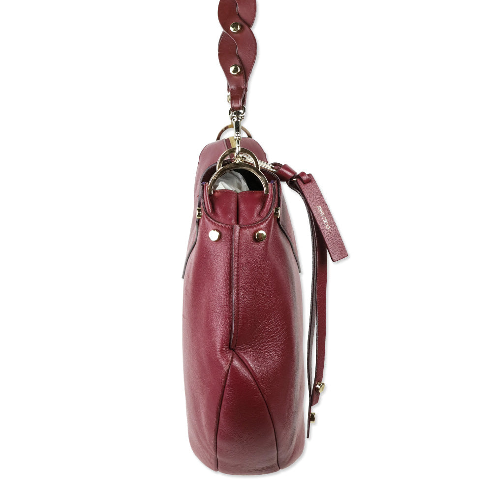 Jimmy Choo Burgundy Leather Large Artie Crossbody Bag
