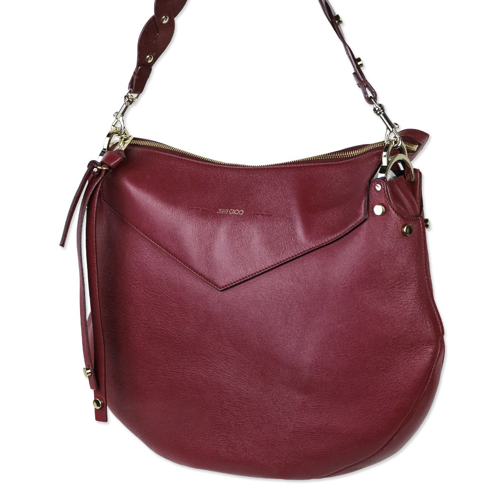 Jimmy Choo Burgundy Leather Large Artie Crossbody Bag