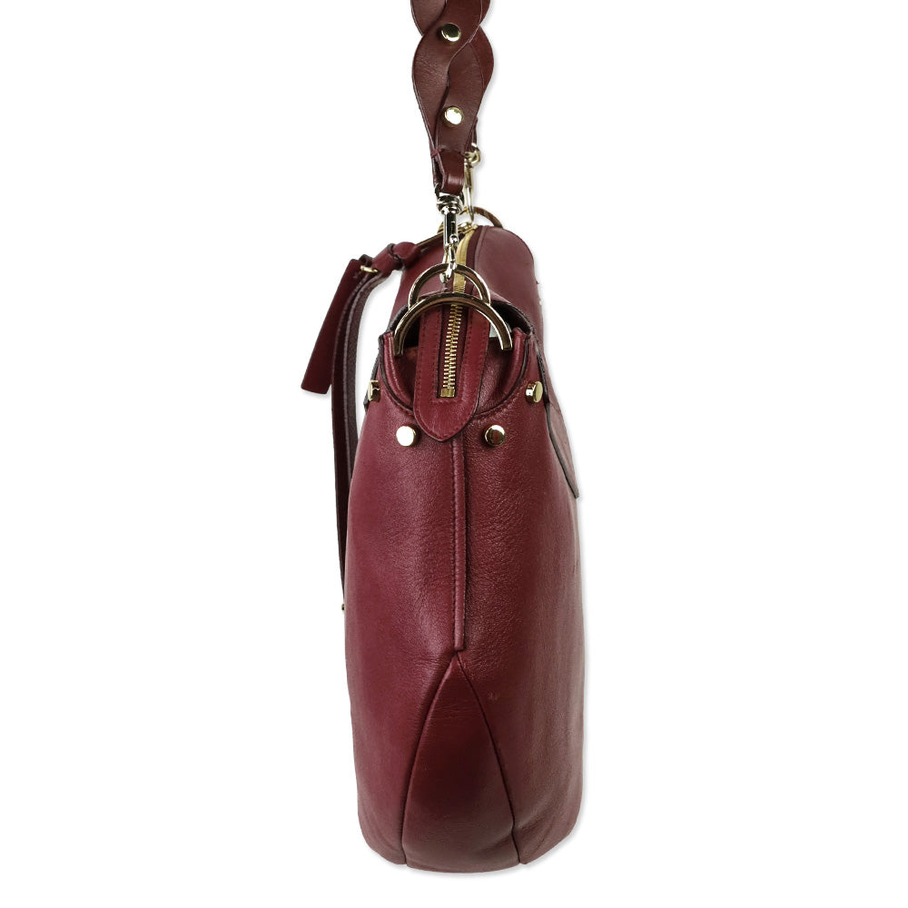 Jimmy Choo Burgundy Leather Large Artie Crossbody Bag