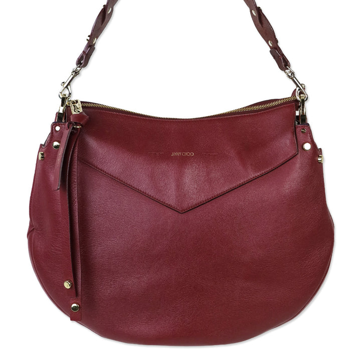 Jimmy Choo Burgundy Leather Large Artie Crossbody Bag