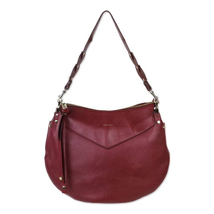 Jimmy Choo Burgundy Leather Large Artie Crossbody Bag