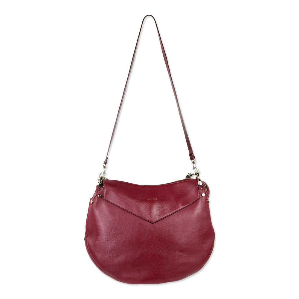 Jimmy Choo Burgundy Leather Large Artie Crossbody Bag