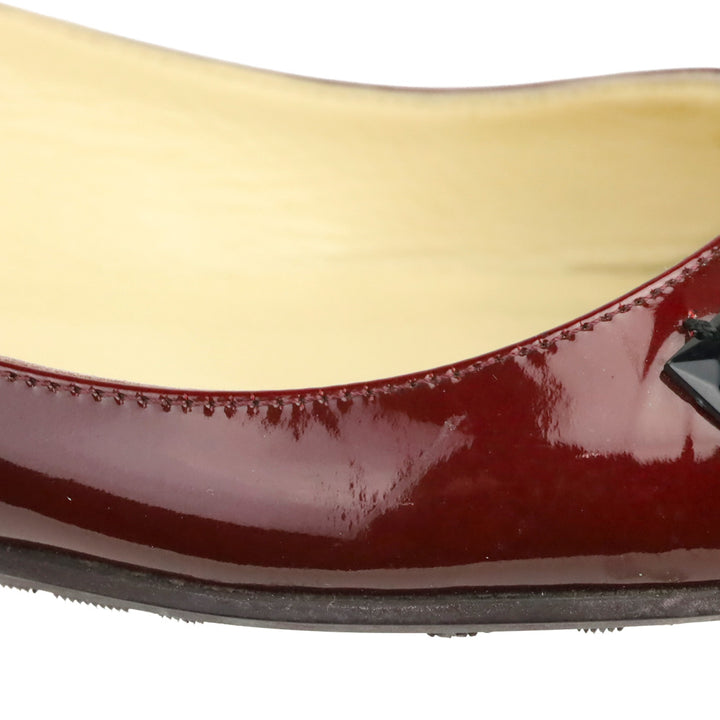 Jimmy Choo Burgundy Patent Leather Black Rhinestone Watson Ballet Flats