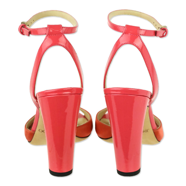 Jimmy Choo Calypso/Flamingo Satin Miranda 100 Ankle Wrap Sandal