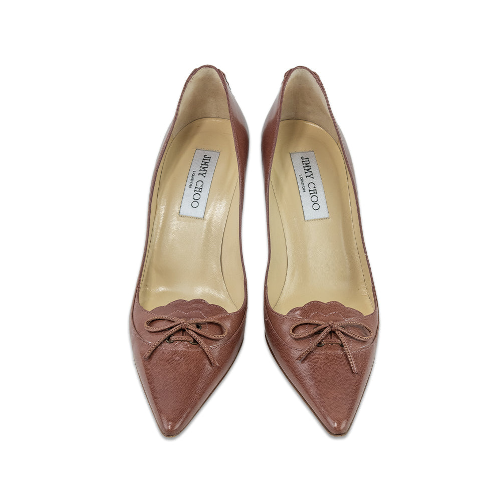 Jimmy Choo Cognac Leather Lace-Up Accent Pumps