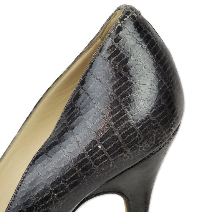 Jimmy Choo Dark Gray Snakeskin Platform Pumps