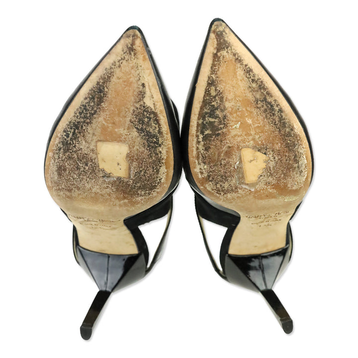 Jimmy Choo Driss Black Leather/Patent/Suede Strappy Sandal