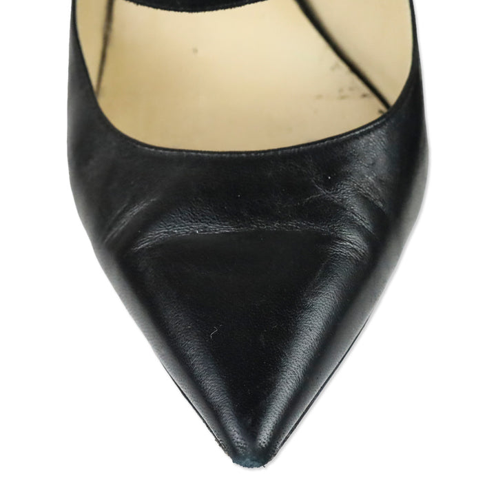 Jimmy Choo Driss Black Leather/Patent/Suede Strappy Sandal