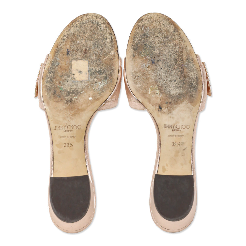 Jimmy Choo Granger 35 Metallic Rose Gold Leather Sandals