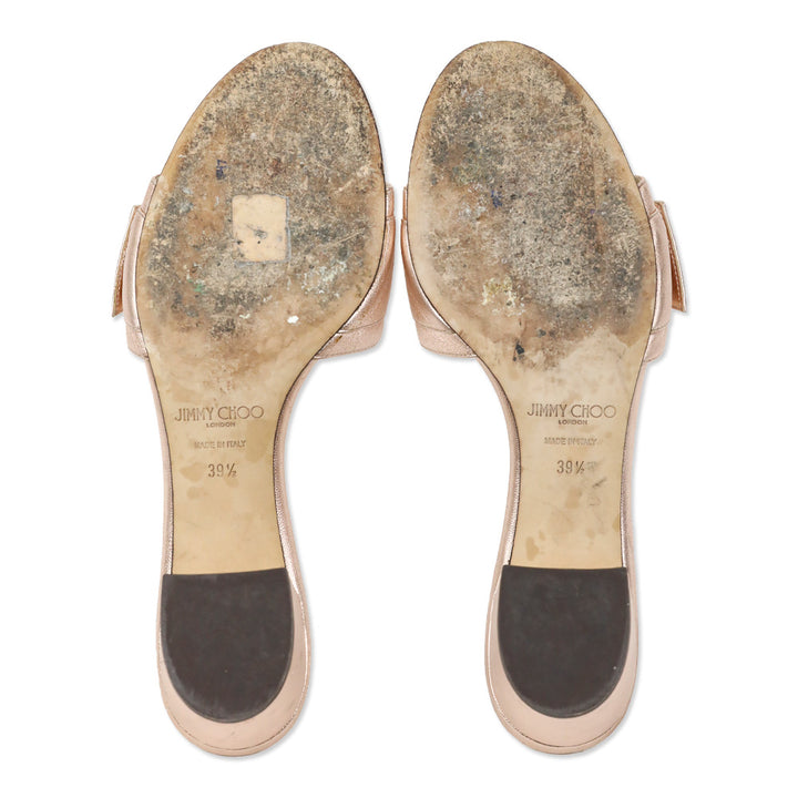 Jimmy Choo Granger 35 Metallic Rose Gold Leather Sandals