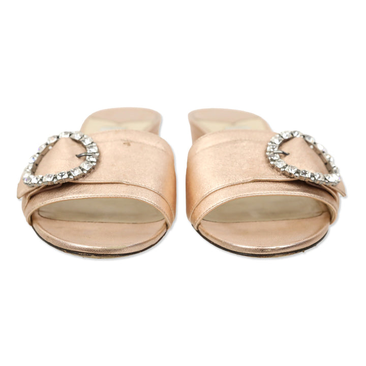Jimmy Choo Granger 35 Metallic Rose Gold Leather Sandals