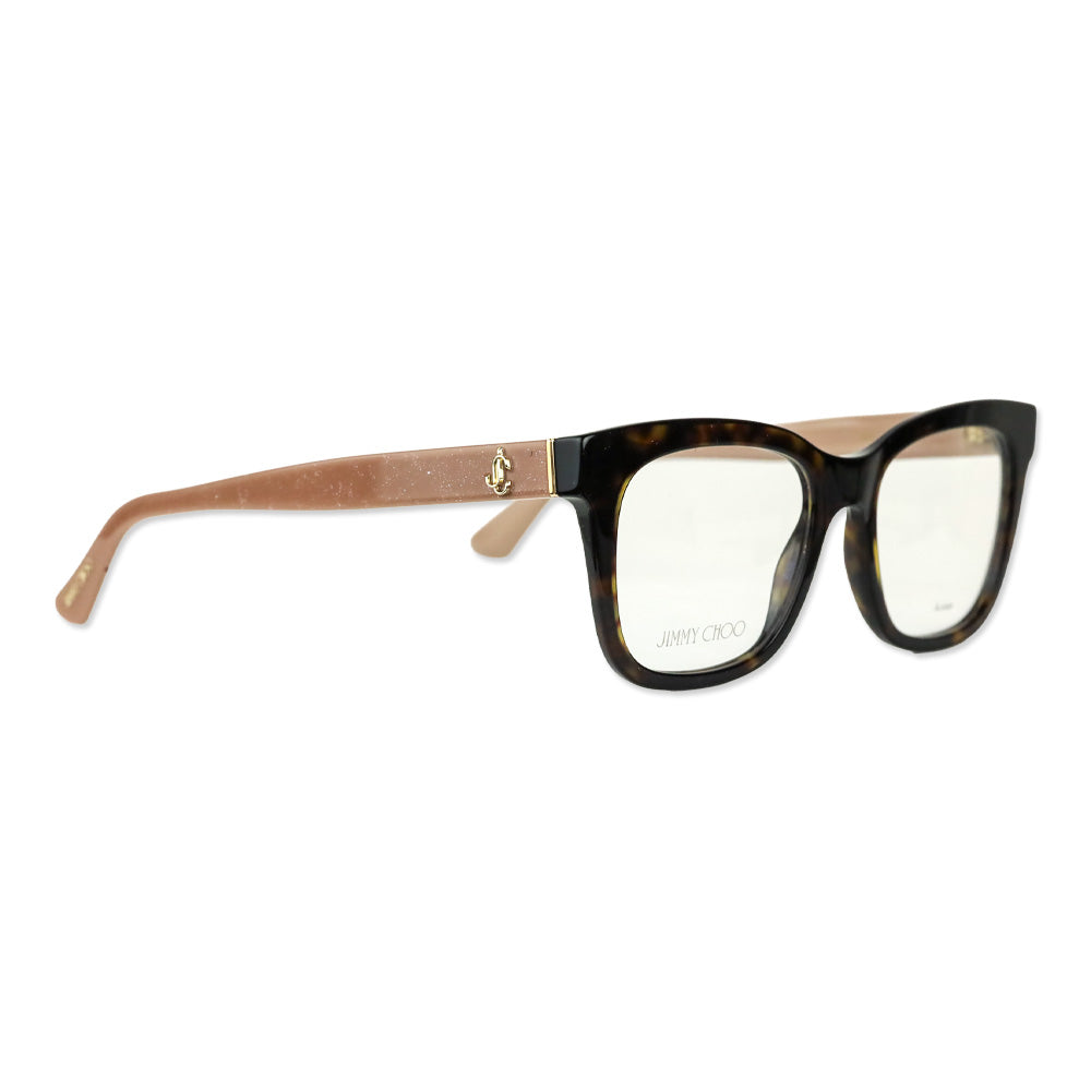 Jimmy Choo Havana Nude Glitter Acetate Square Eyeglasses