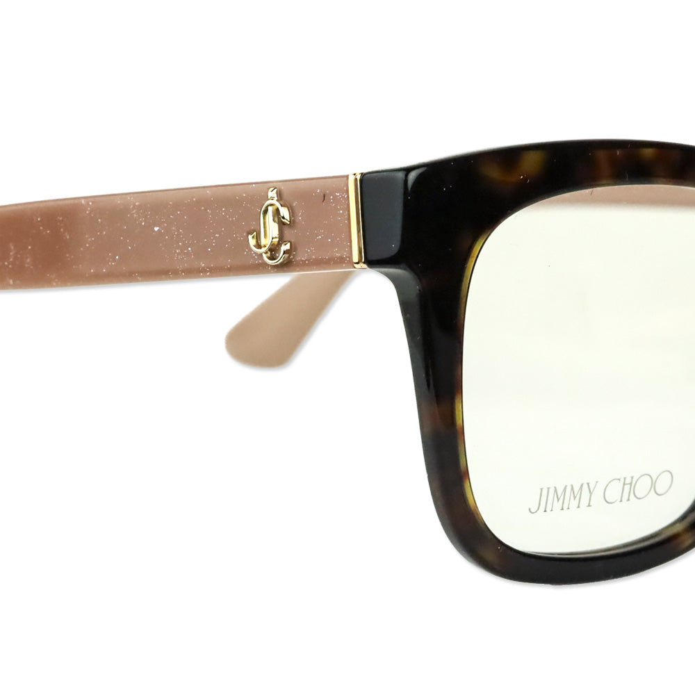 Jimmy Choo Havana Nude Glitter Acetate Square Eyeglasses