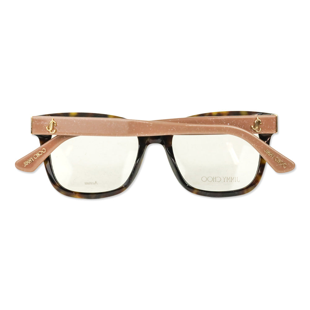 Jimmy Choo Havana Nude Glitter Acetate Square Eyeglasses