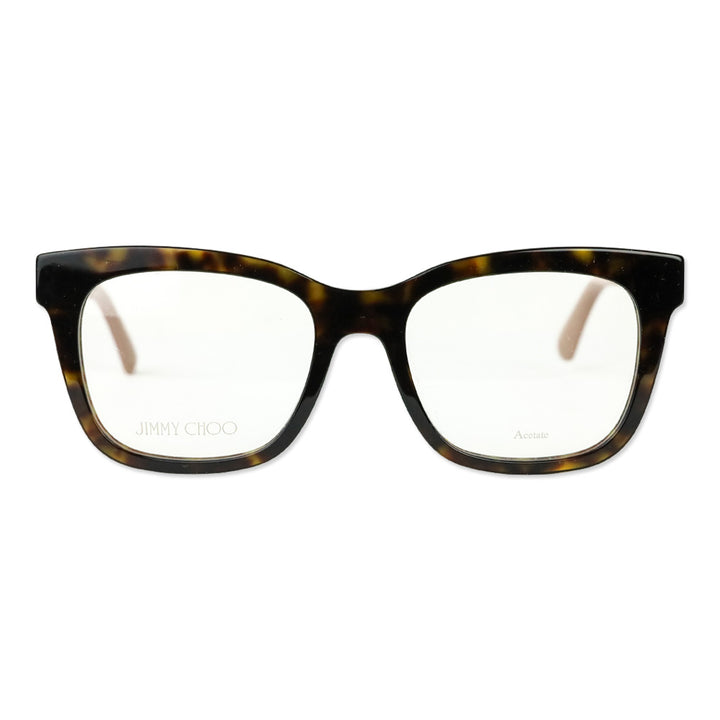Jimmy Choo Havana Nude Glitter Acetate Square Eyeglasses