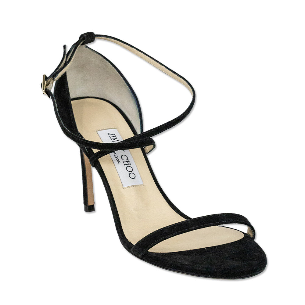 Jimmy Choo Hesper 85 Black Suede Sandal