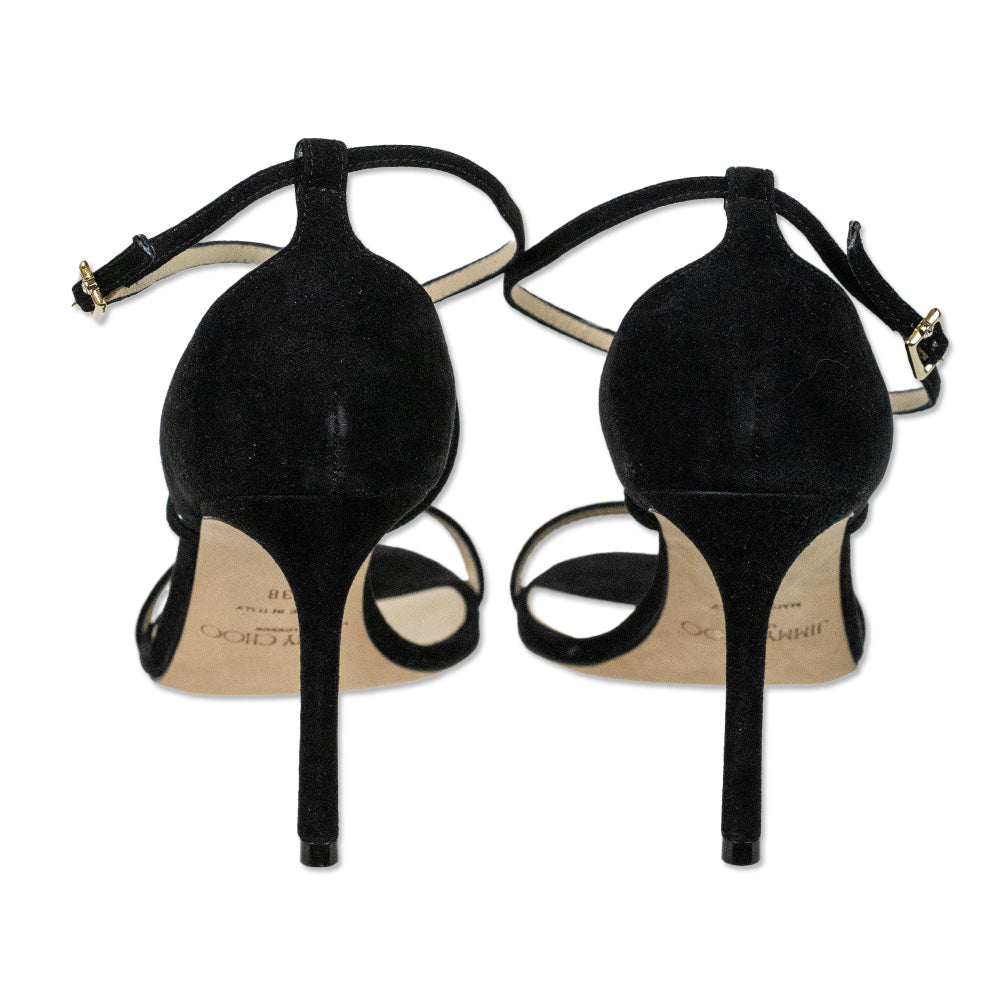 Jimmy Choo Hesper 85 Black Suede Sandal