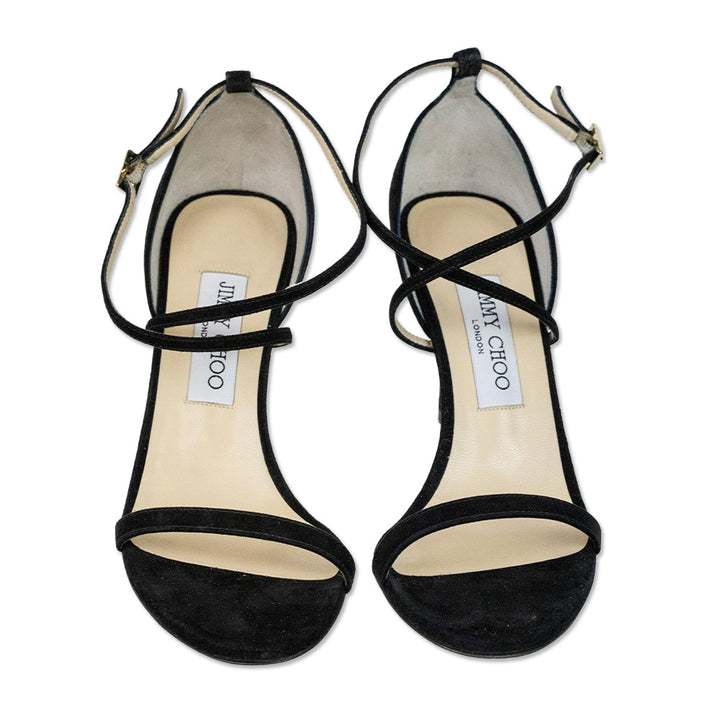 Jimmy Choo Hesper 85 Black Suede Sandal