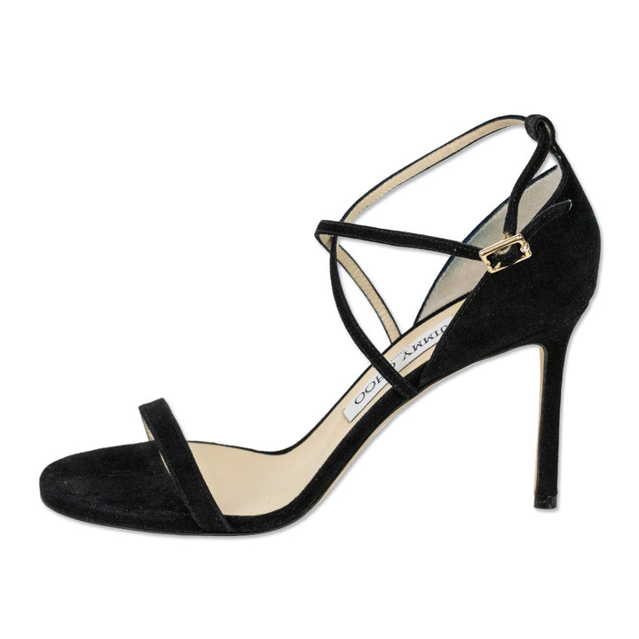 Jimmy Choo Hesper 85 Black Suede Sandal