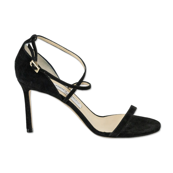 Jimmy Choo Hesper 85 Black Suede Sandal