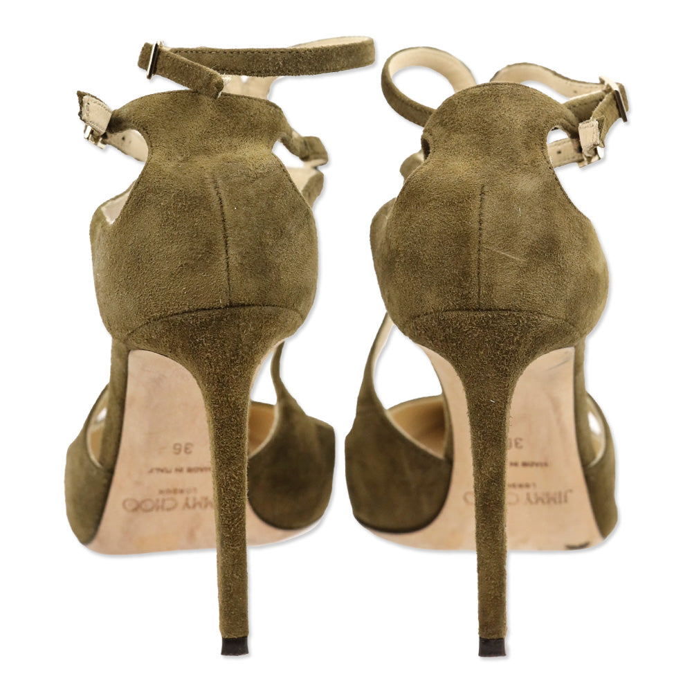 Jimmy Choo Lancer 85 Olive Suede Pump